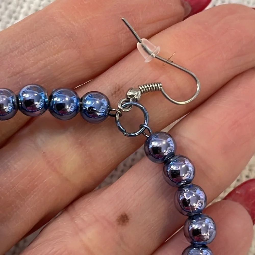 💐5/25 large graduated ball hoop circle metallic blue silver